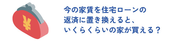 今の家賃を住宅ローンの 返済に置き換えると、 いくらくらいの家が買える？